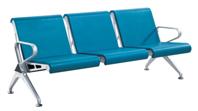 蜀汉达家具C款PU弯板铝合金扶手脚三人位等候椅